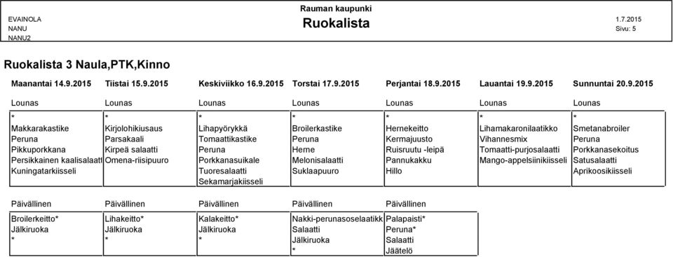 2015 Keskiviikko 16.9.