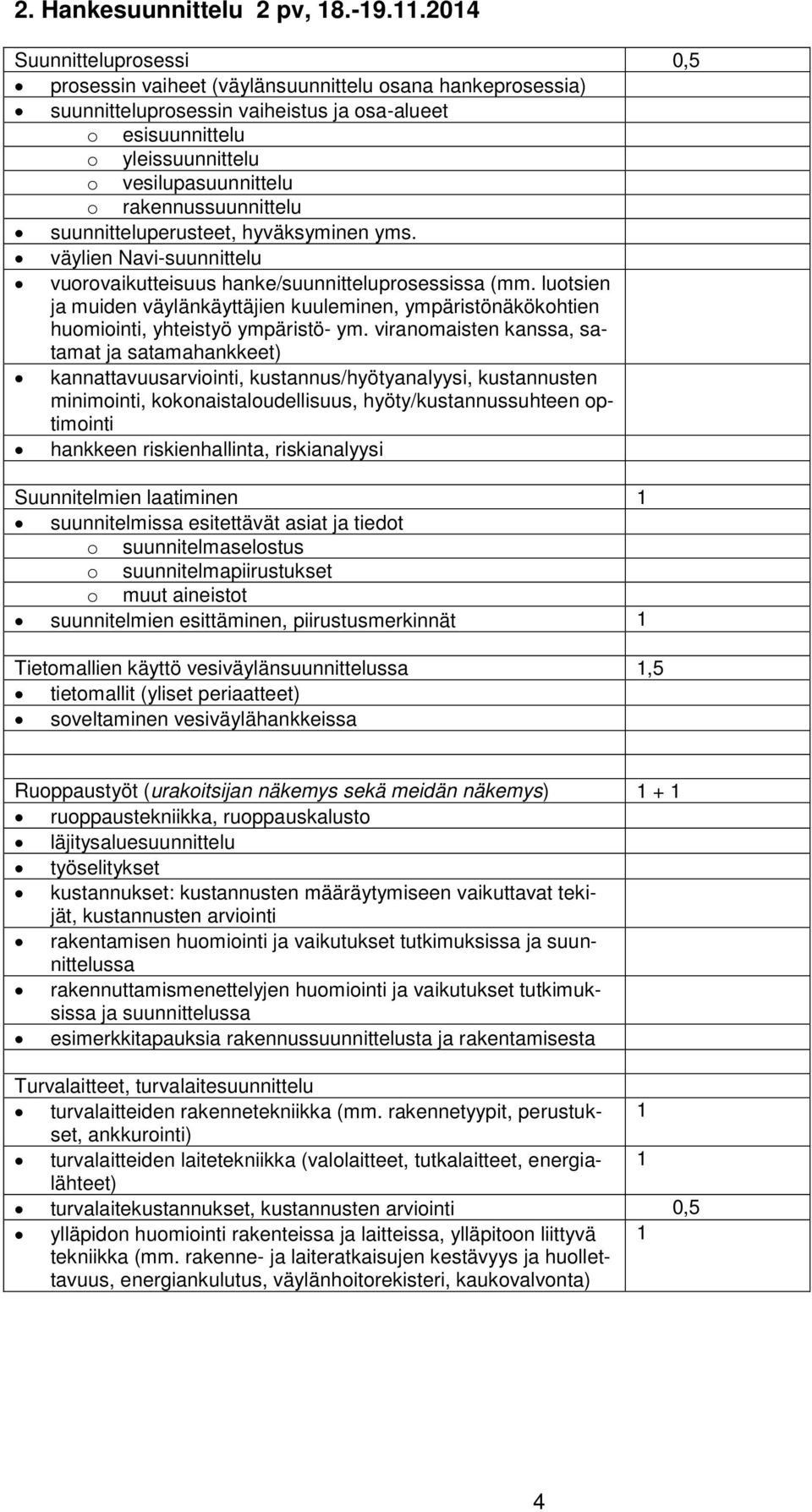 rakennussuunnittelu suunnitteluperusteet, hyväksyminen yms. väylien Navi-suunnittelu vuorovaikutteisuus hanke/suunnitteluprosessissa (mm.