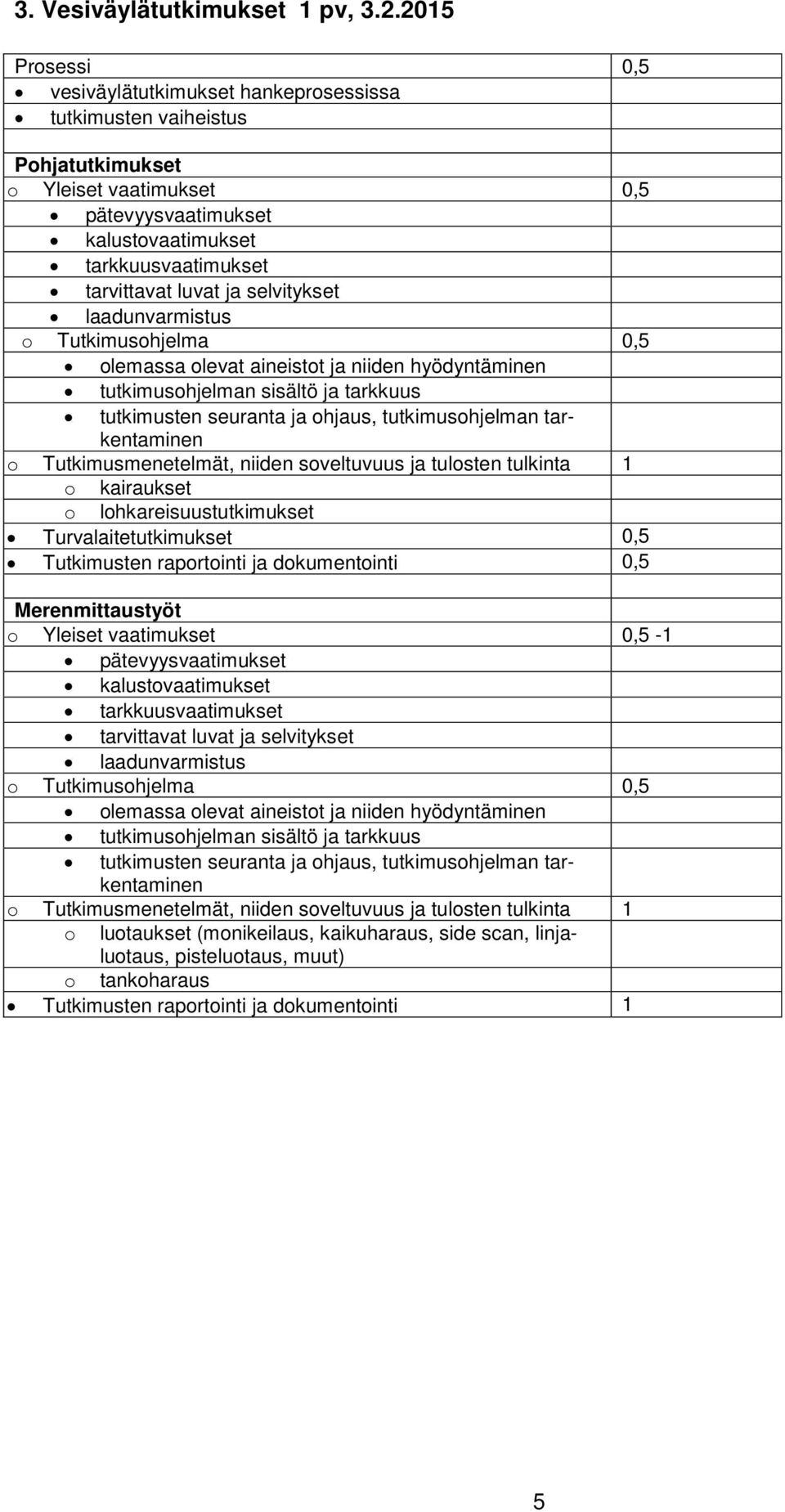 ja selvitykset laadunvarmistus o Tutkimusohjelma 0,5 olemassa olevat aineistot ja niiden hyödyntäminen tutkimusohjelman sisältö ja tarkkuus tutkimusten seuranta ja ohjaus, tutkimusohjelman