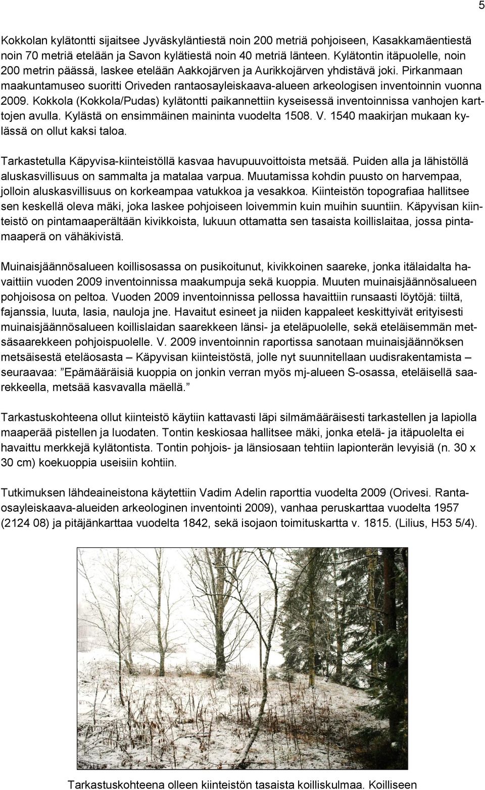 Pirkanmaan maakuntamuseo suoritti Oriveden rantaosayleiskaava-alueen arkeologisen inventoinnin vuonna 2009.