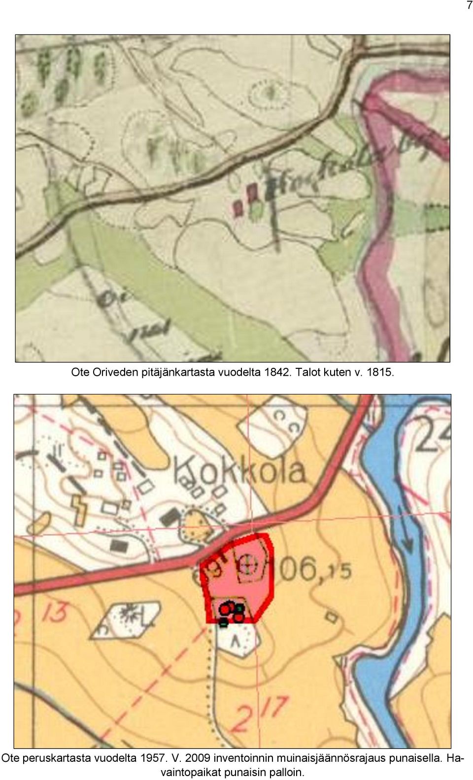 Ote peruskartasta vuodelta 1957. V.
