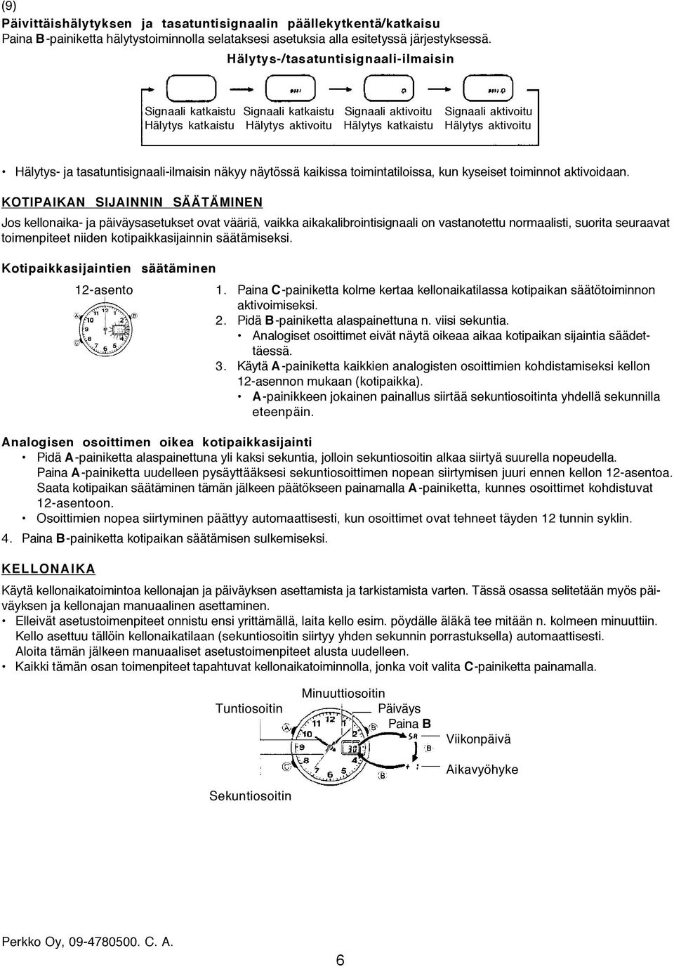 tasatuntisignaali-ilmaisin näkyy näytössä kaikissa toimintatiloissa, kun kyseiset toiminnot aktivoidaan.