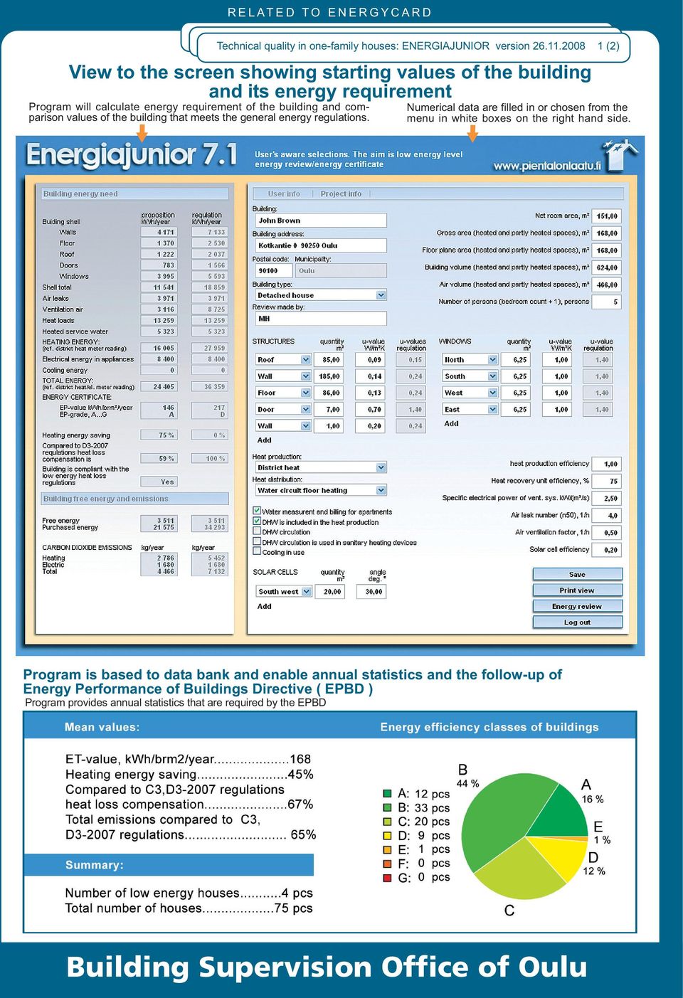 values of the building that meets the general energy regulations. 1 (2) Numerical data are filled in or chosen from the menu in white boxes on the right hand side.