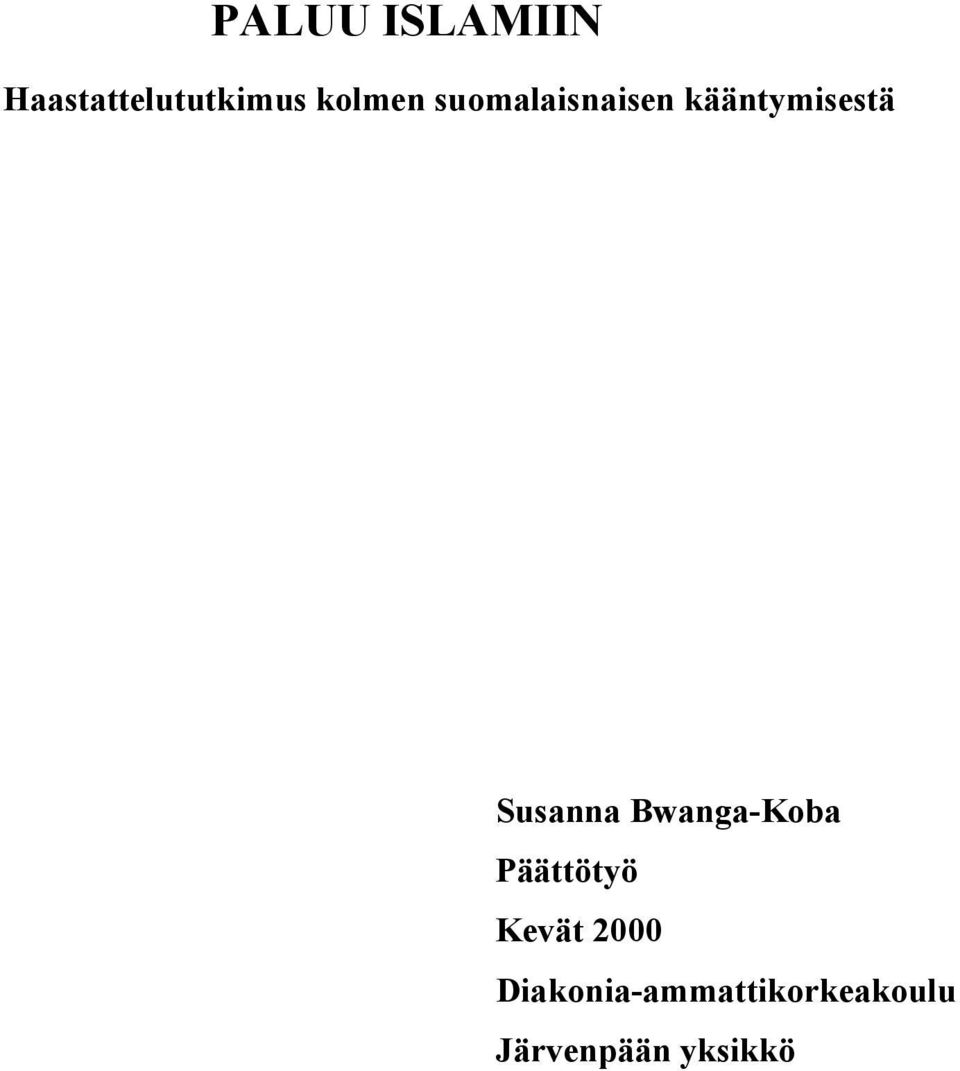 Susanna Bwanga-Koba Päättötyö Kevät