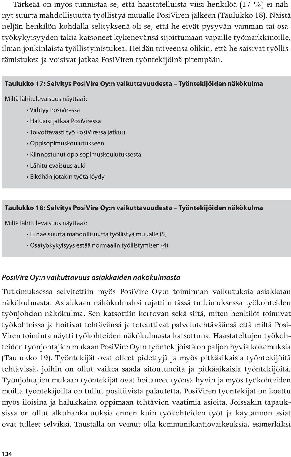 työllistymistukea. Heidän toiveensa olikin, että he saisivat työllistämistukea ja voisivat jatkaa PosiViren työntekijöinä pitempään.