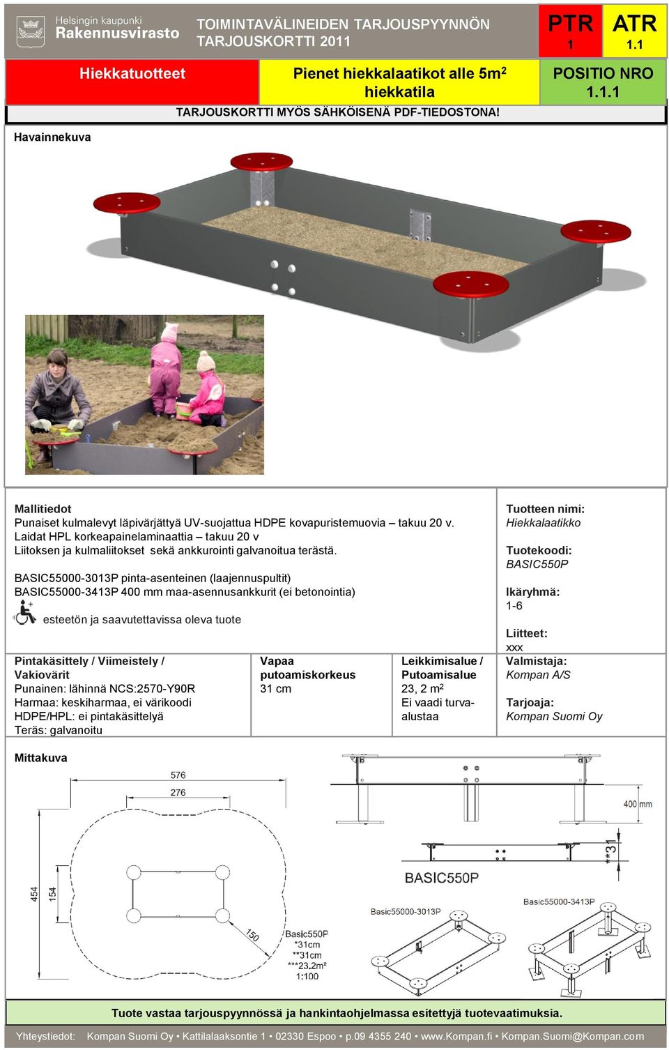 BASIC55000-303P pinta-asenteinen (laajennuspultit) BASIC55000-343P 400 mm maa-asennusankkurit (ei betonointia) Punainen: