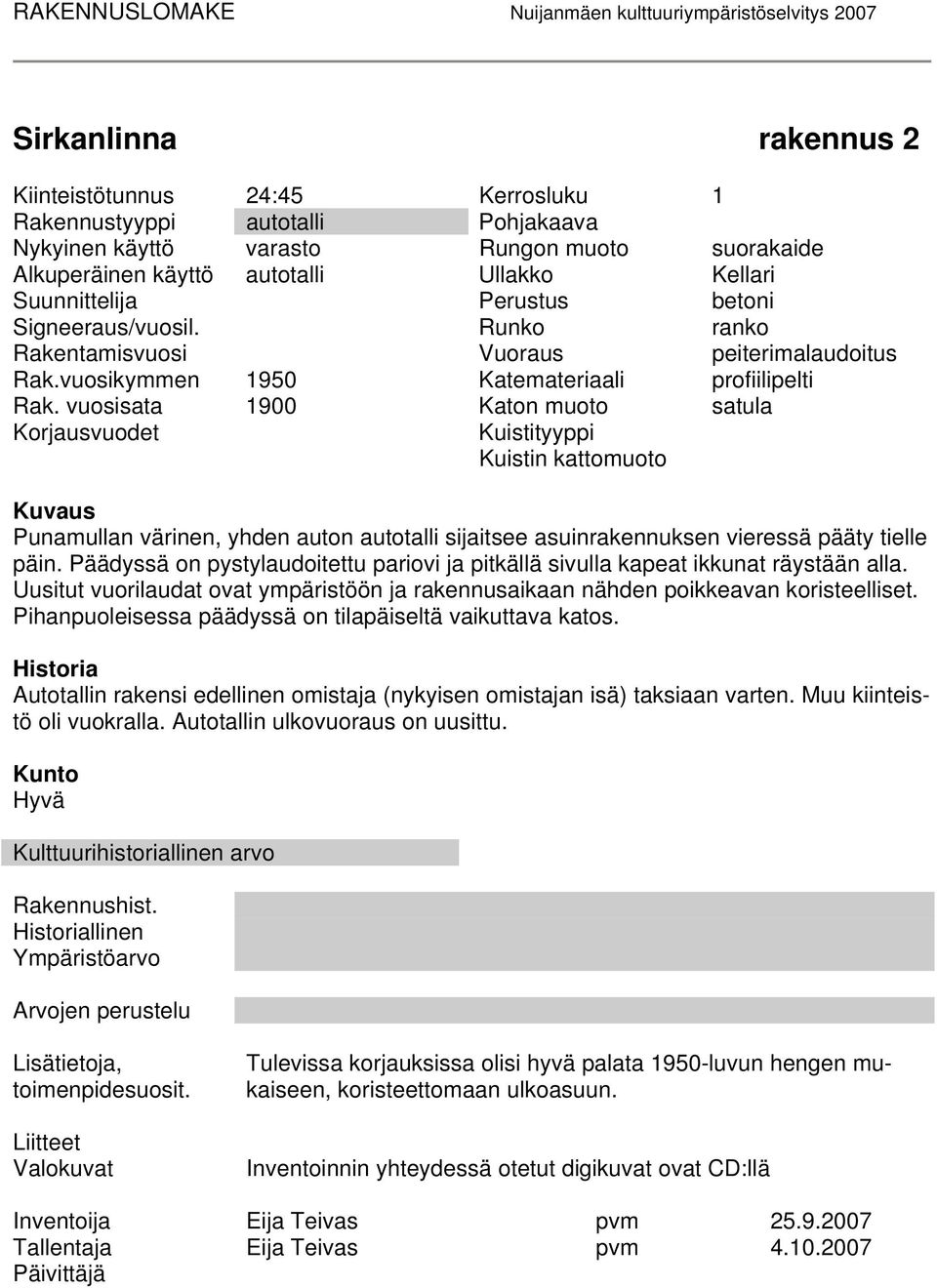 vuosikymmen 1950 Katemateriaali profiilipelti Rak.