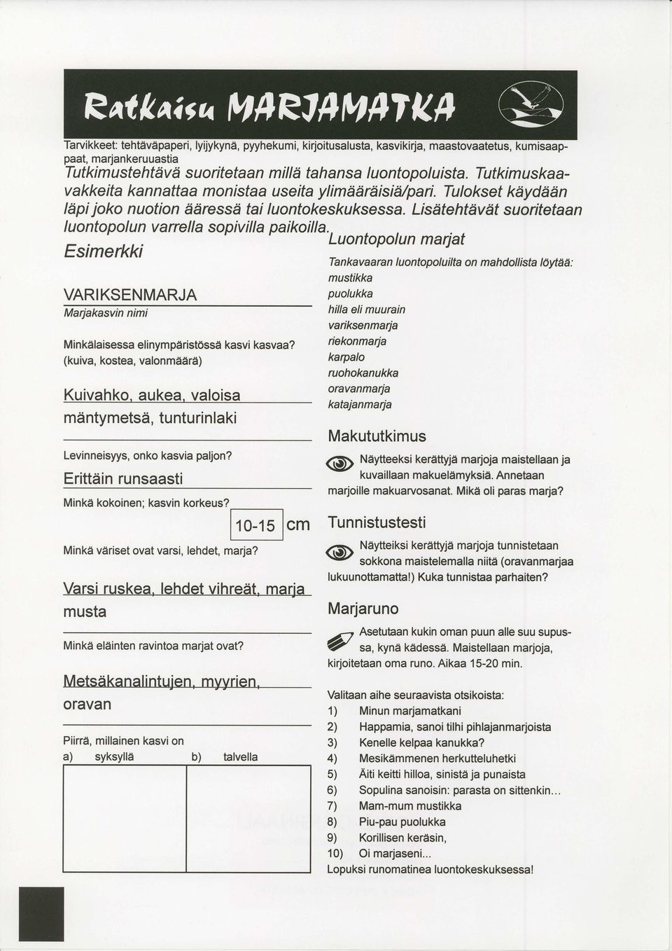 Tutki m u s kaavakkeita kannattaa monistaa useita ylimiiiirtiisi1/pari. Tulokset ktiydii1n Itipi joko nuotion ddressd tai luontokeskuksessa.