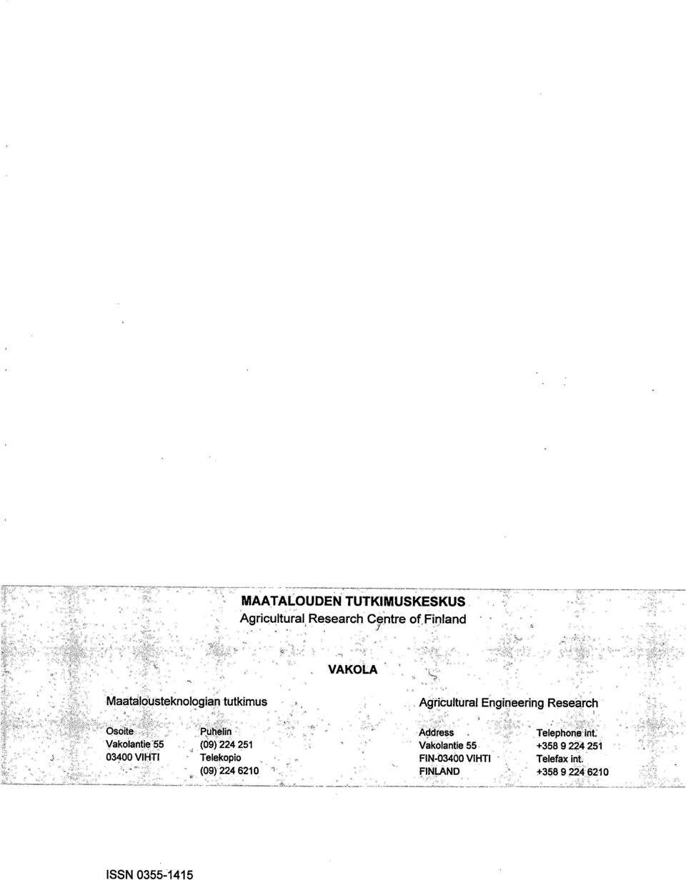 Telekopio (09) 224 6210 Agricultural Engineering Research AOcIress. Telephone int.