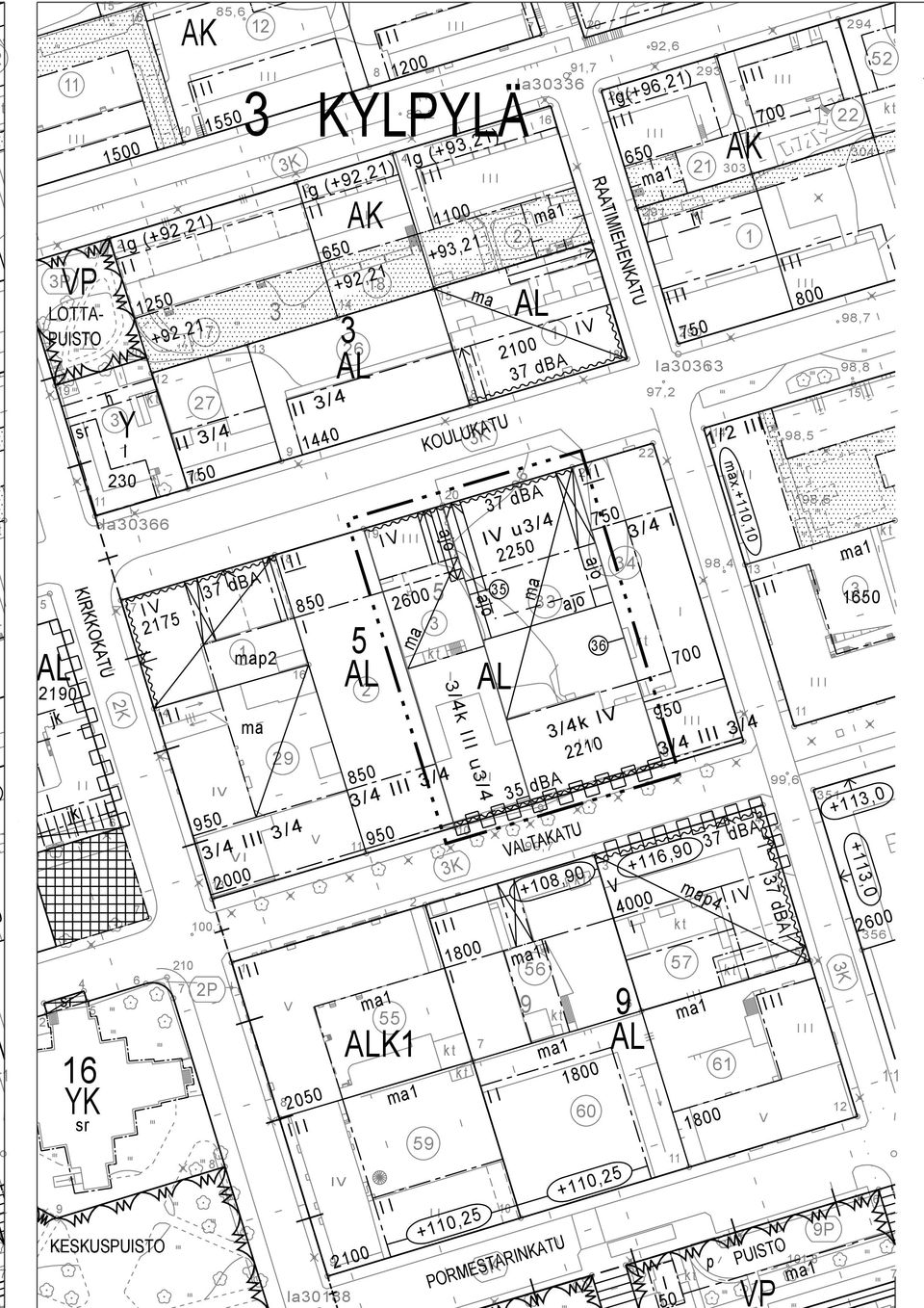 K 8 K 7 K 10 2 96 7 1 56 9 9 99,7 17 VALTAKATU PORMESTARNKATU 21 20 60 2 292 RAATMEHENKATU /4 650 1100 650 2100 /4 /4 26 AL +92,21 +92,21 +9,21 5 AL V 2600 /4 /4 ma1 ma ALK1 KOULUKATU ajo 1800 18 4 5