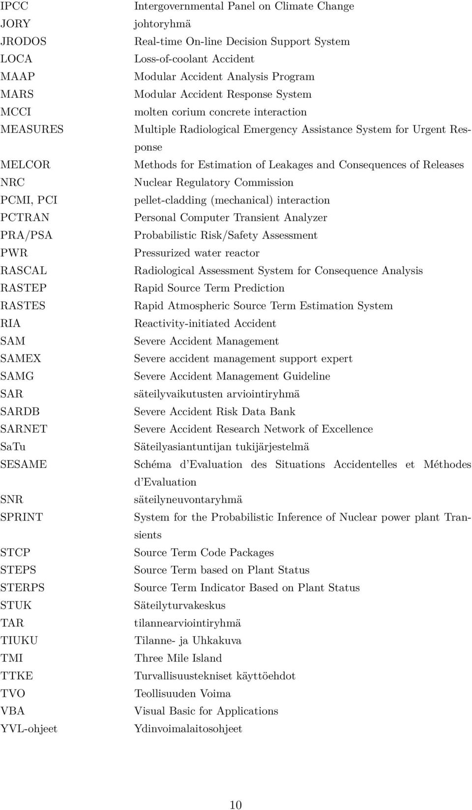 Consequences of Releases NRC Nuclear Regulatory Commission PCMI, PCI pellet-cladding (mechanical) interaction PCTRAN Personal Computer Transient Analyzer PRA/PSA Probabilistic Risk/Safety Assessment