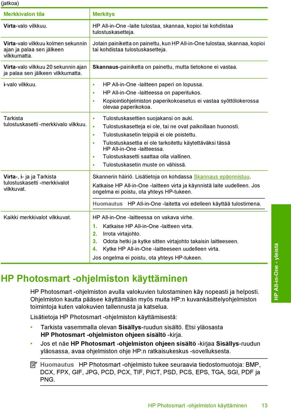 Skannaus-painiketta on painettu, mutta tietokone ei vastaa. i-valo vilkkuu. HP All-in-One -laitteen paperi on lopussa. HP All-in-One -laitteessa on paperitukos.