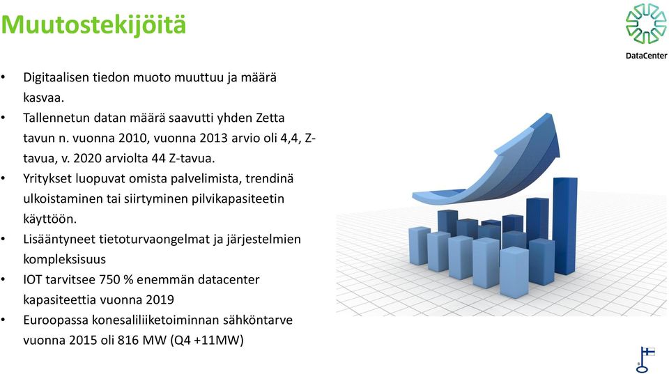 Yritykset luopuvat omista palvelimista, trendinä ulkoistaminen tai siirtyminen pilvikapasiteetin käyttöön.