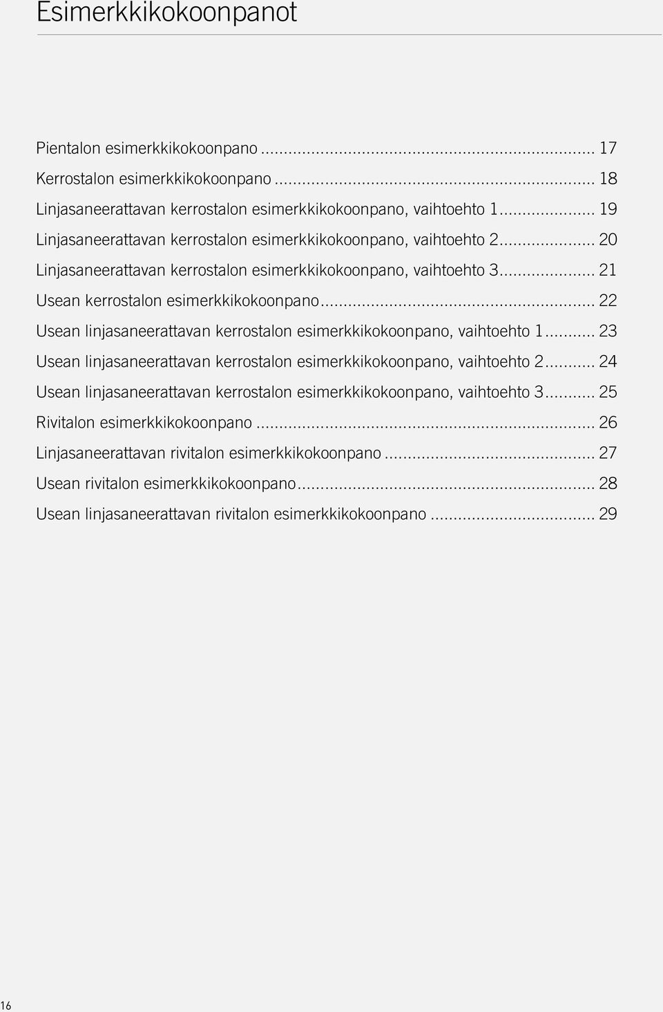 .. 22 Usean linjasaneerattavan kerrostalon esimerkkikokoonpano, vaihtoehto 1... 2 Usean linjasaneerattavan kerrostalon esimerkkikokoonpano, vaihtoehto 2.