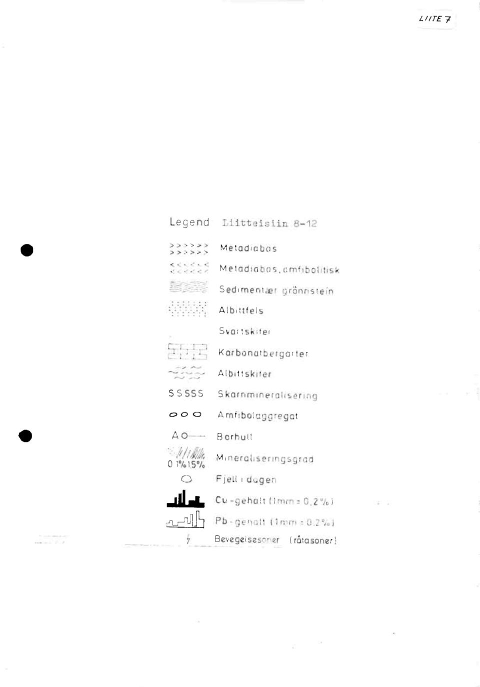 Karbonatbergarter Albittskifer 5 SSSS Skarnmineralisering 00 o Arnfiboluggregat Ao