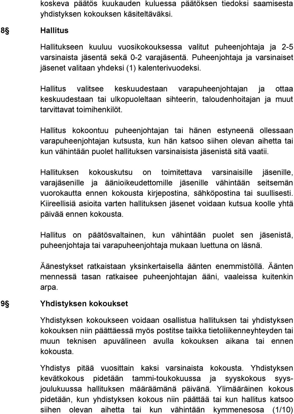 Hallitus valitsee keskuudestaan varapuheenjohtajan ja ottaa keskuudestaan tai ulkopuoleltaan sihteerin, taloudenhoitajan ja muut tarvittavat toimihenkilöt.