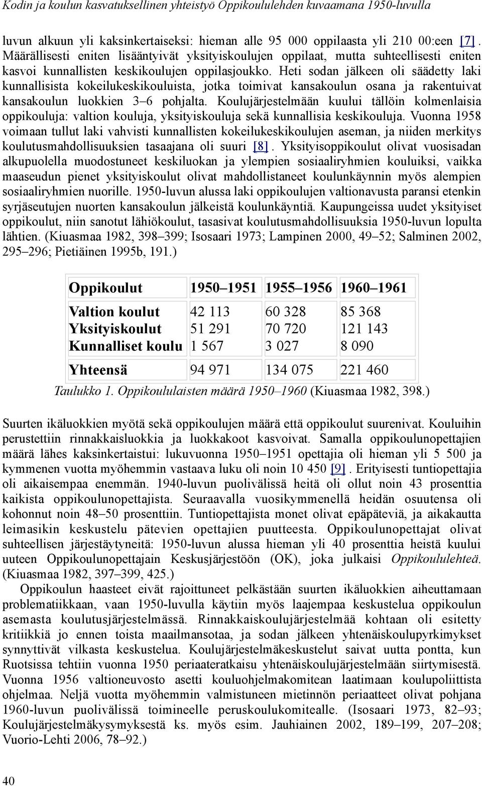 Heti sodan jälkeen oli säädetty laki kunnallisista kokeilukeskikouluista, jotka toimivat kansakoulun osana ja rakentuivat kansakoulun luokkien 3 6 pohjalta.
