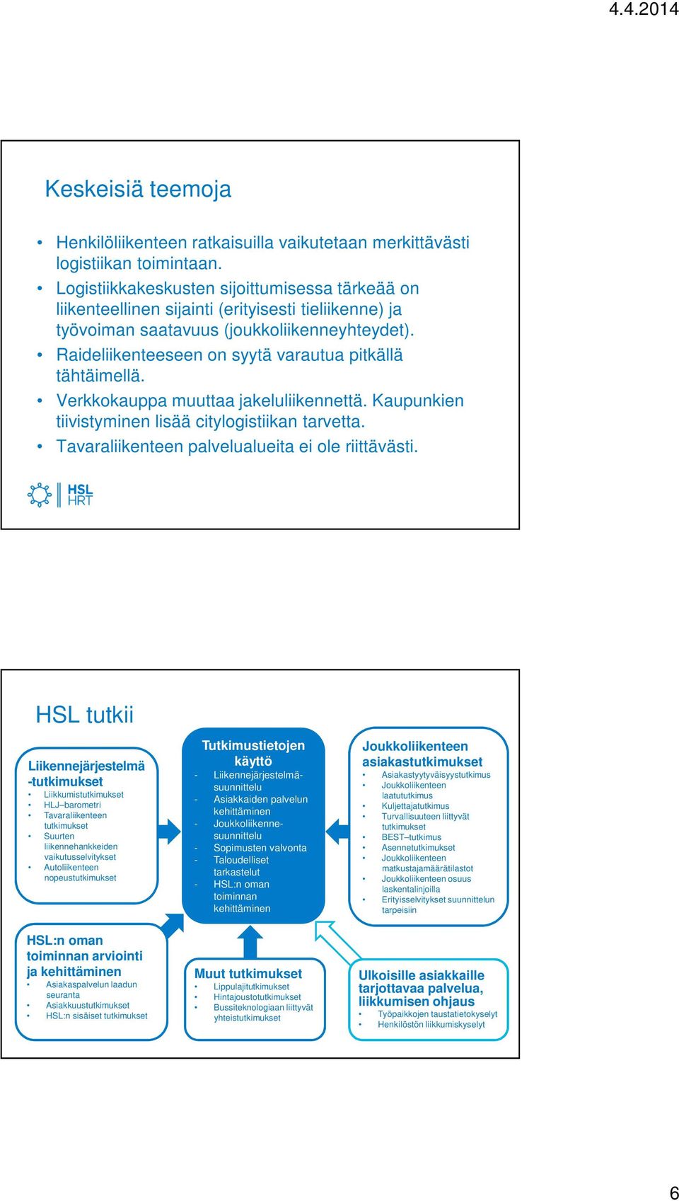 Raideliikenteeseen on syytä varautua pitkällä tähtäimellä. Verkkokauppa muuttaa jakeluliikennettä. Kaupunkien tiivistyminen lisää citylogistiikan tarvetta.