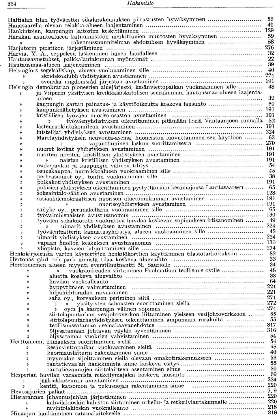 järjestäminen 276 Harvia, Y. A.