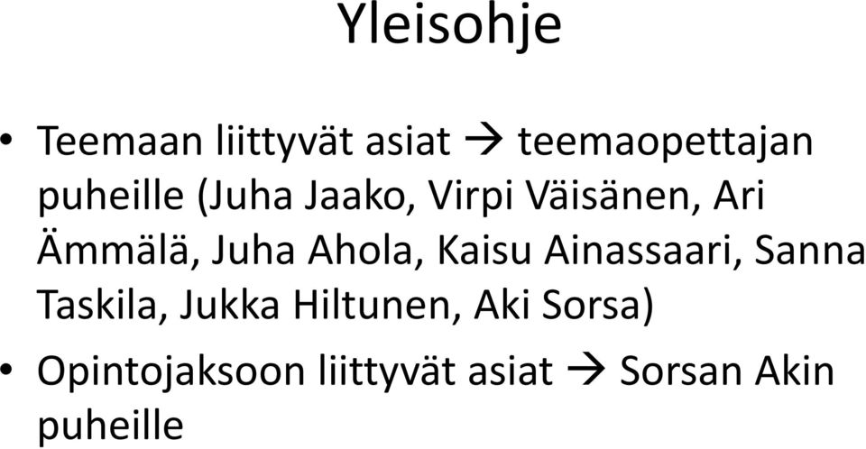 Ahola, Kaisu Ainassaari, Sanna Taskila, Jukka Hiltunen,