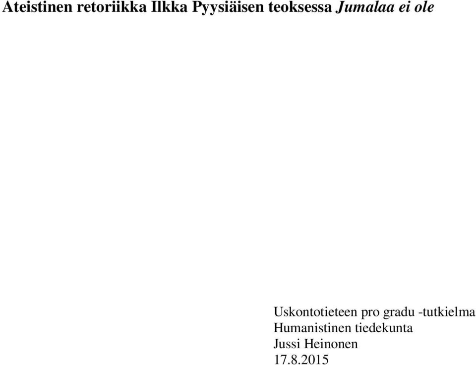 Uskontotieteen pro gradu -tutkielma