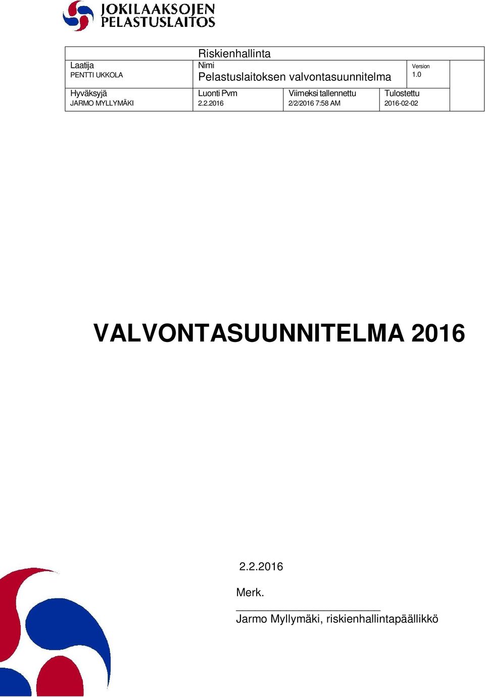 2.2016 Viimeksi tallennettu 2/2/2016 7:58 AM Version 1.