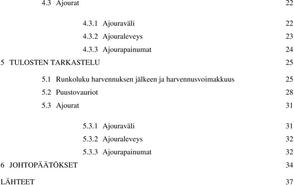 2 Puustovauriot 28 5.3 Ajourat 31 5.3.1 Ajouraväli 31 5.3.2 Ajouraleveys 32 5.