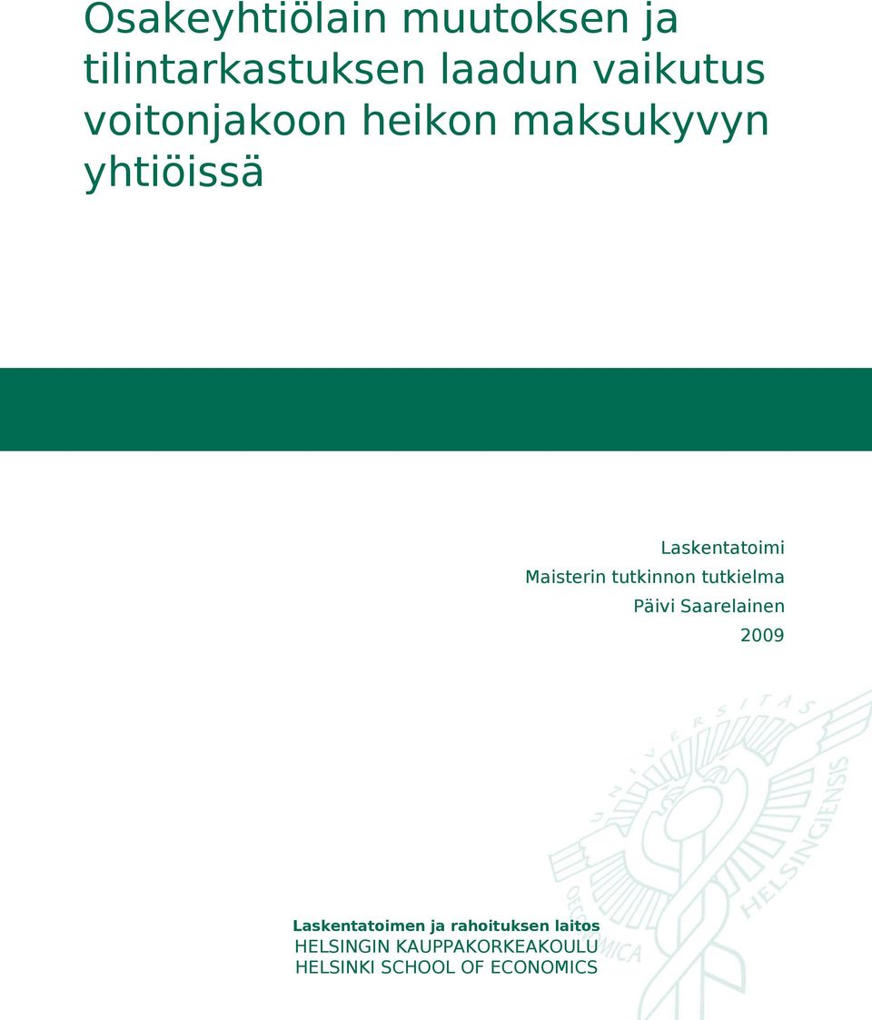 tutkinnon tutkielma Päivi Saarelainen 2009 Laskentatoimen ja