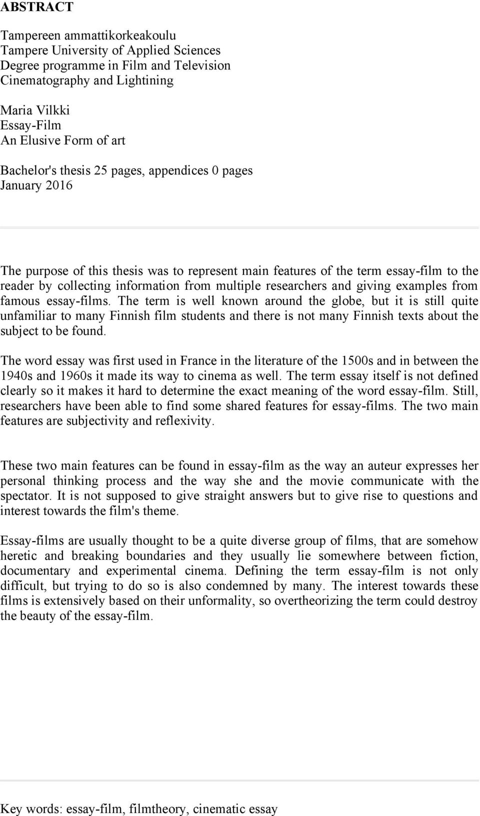 researchers and giving examples from famous essay-films.