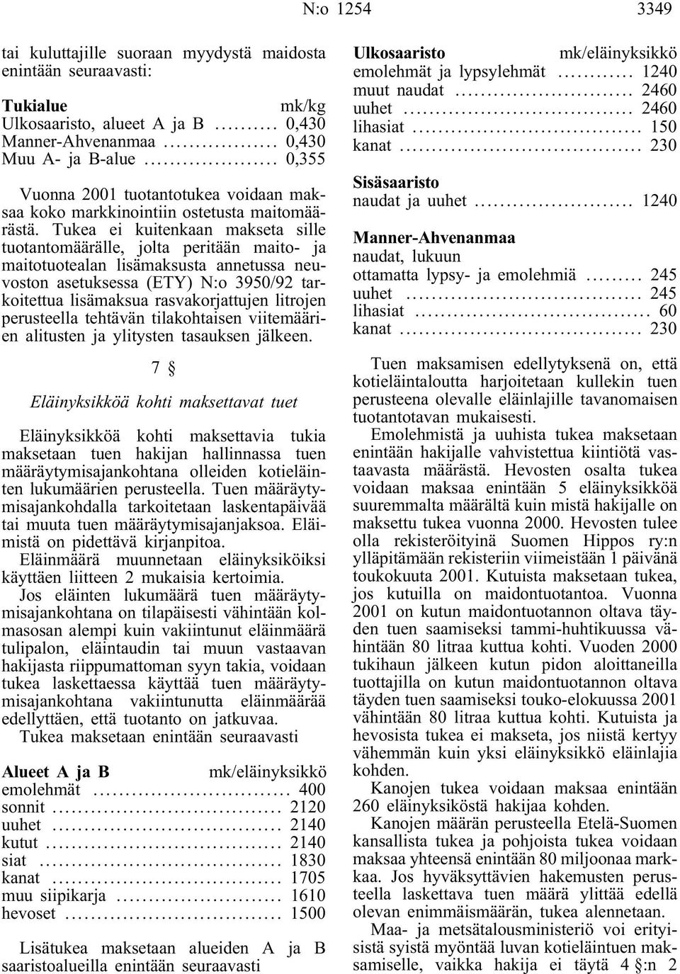 Tukea ei kuitenkaan makseta sille tuotantomäärälle, jolta peritään maito- ja maitotuotealan lisämaksusta annetussa neuvoston asetuksessa (ETY) N:o 3950/92 tarkoitettua lisämaksua rasvakorjattujen