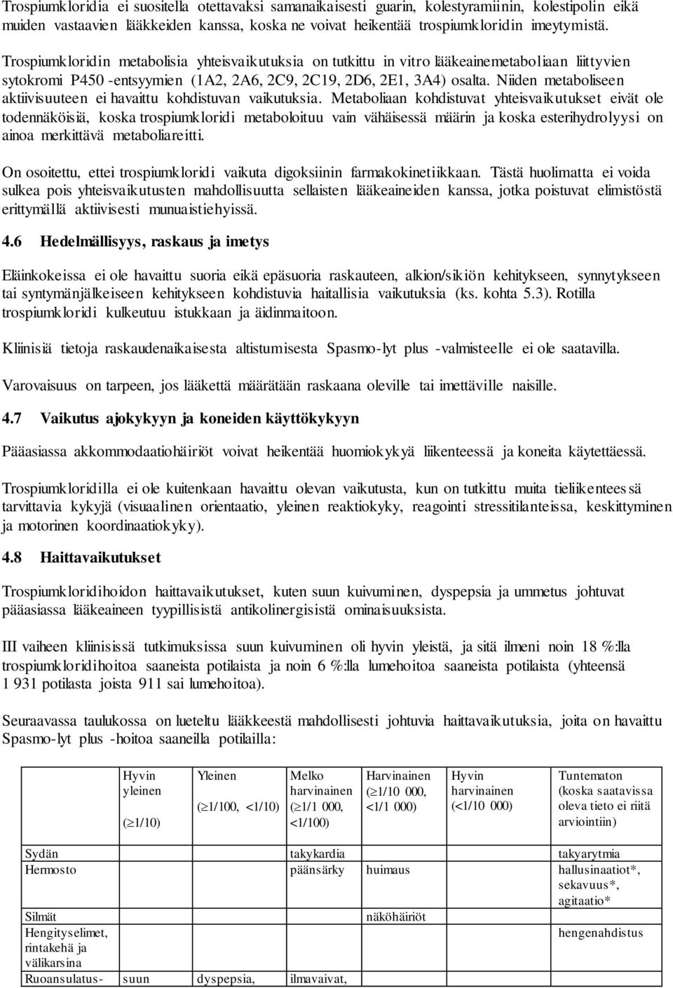 Niiden metaboliseen aktiivisuuteen ei havaittu kohdistuvan vaikutuksia.