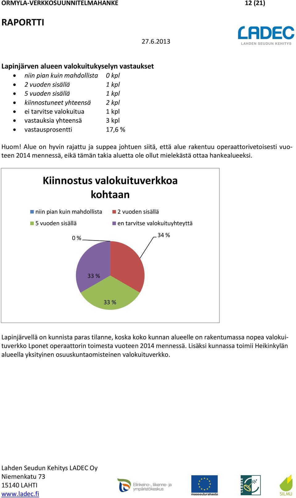 yhteensä 3 kpl vastausprosentti 17,6 % Huom!