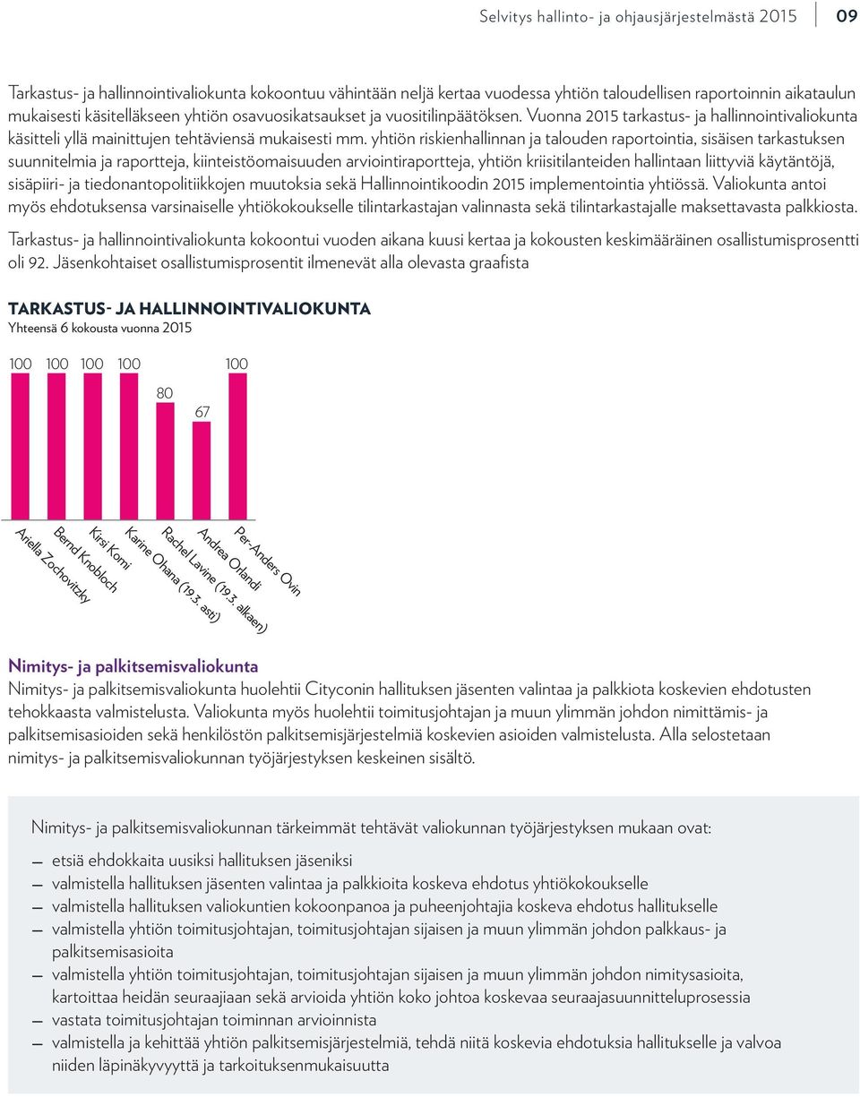 yhtiön riskienhallinnan ja talouden raportointia, sisäisen tarkastuksen suunnitelmia ja raportteja, kiinteistöomaisuuden arviointiraportteja, yhtiön kriisitilanteiden hallintaan liittyviä käytäntöjä,