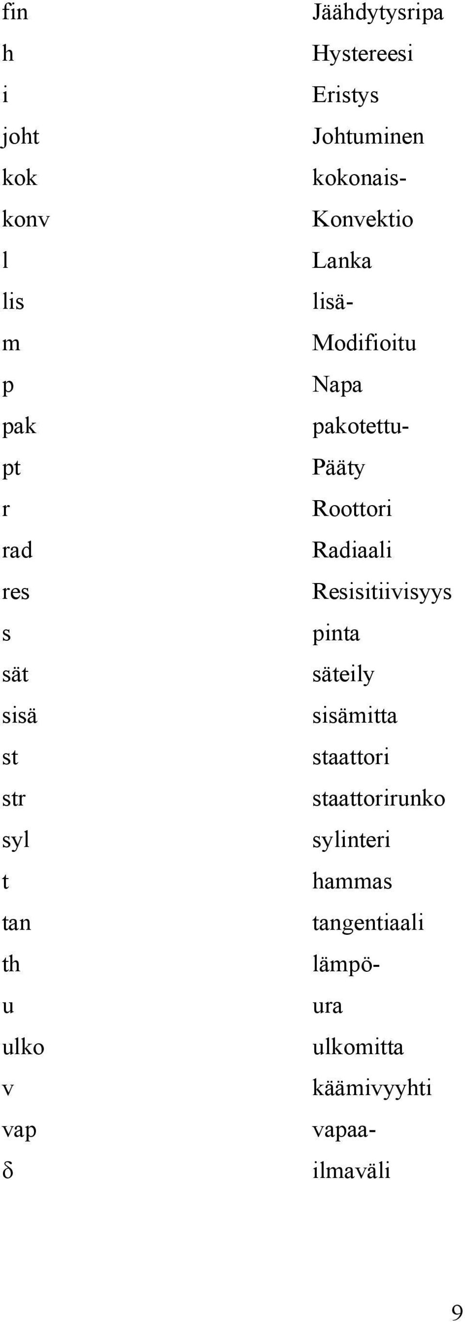 Resisitiivisyys s pinta sät säteily sisä sisämitta st staattori str staattorirunko syl