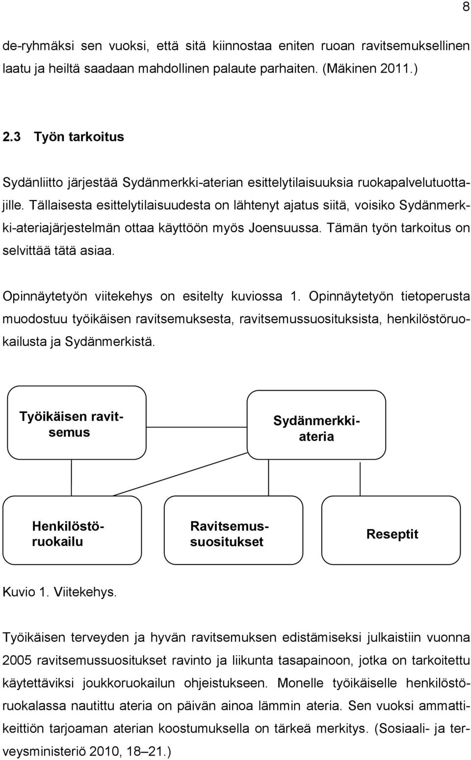 Tällaisesta esittelytilaisuudesta on lähtenyt ajatus siitä, voisiko Sydänmerkki-ateriajärjestelmän ottaa käyttöön myös Joensuussa. Tämän työn tarkoitus on selvittää tätä asiaa.