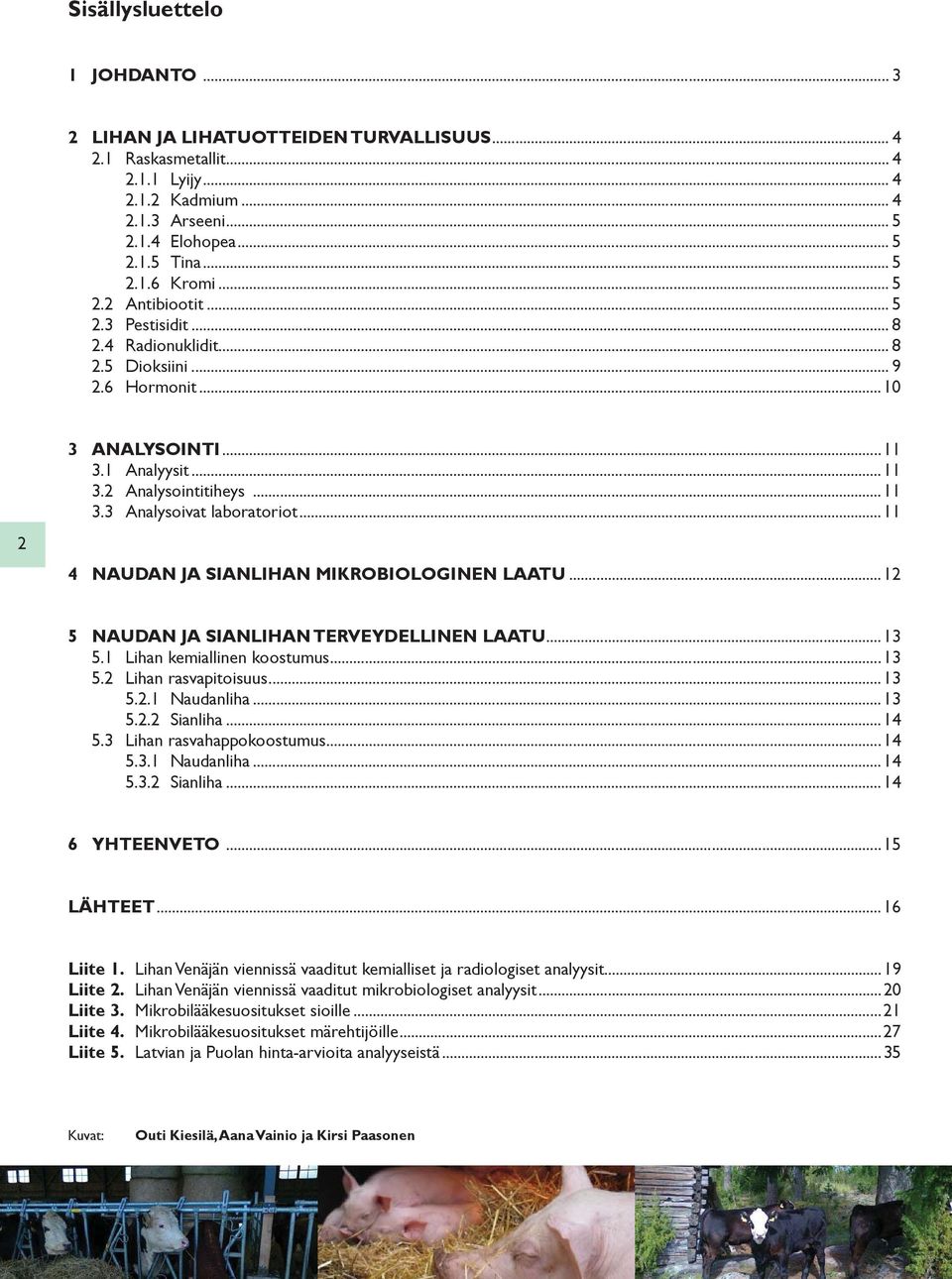 ..11 4 NAUDAN JA SIANLIHAN MIKROBIOLOGINEN LAATU...12 5 NAUDAN JA SIANLIHAN TERVEYDELLINEN LAATU...13 5.1 Lihan kemiallinen koostumus...13 5.2 Lihan rasvapitoisuus...13 5.2.1 Naudanliha...13 5.2.2 Sianliha.