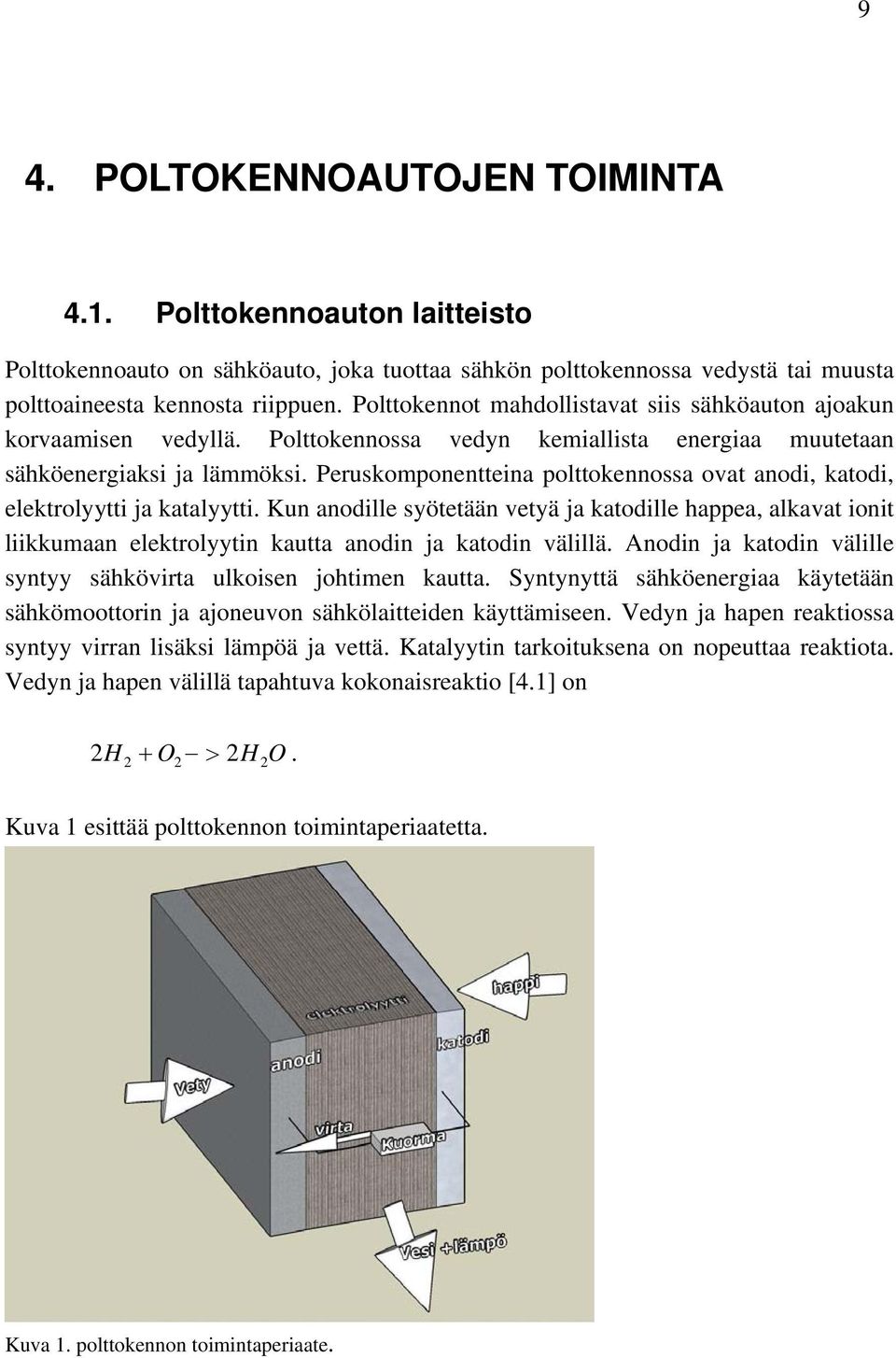 Peruskomponentteina polttokennossa ovat anodi, katodi, elektrolyytti ja katalyytti.