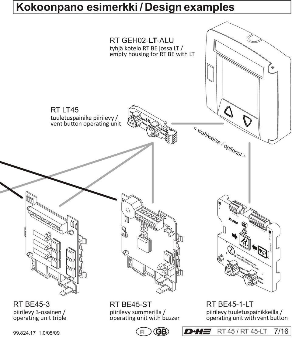 3-osainen / operating unit triple piirilevy summerilla / operating