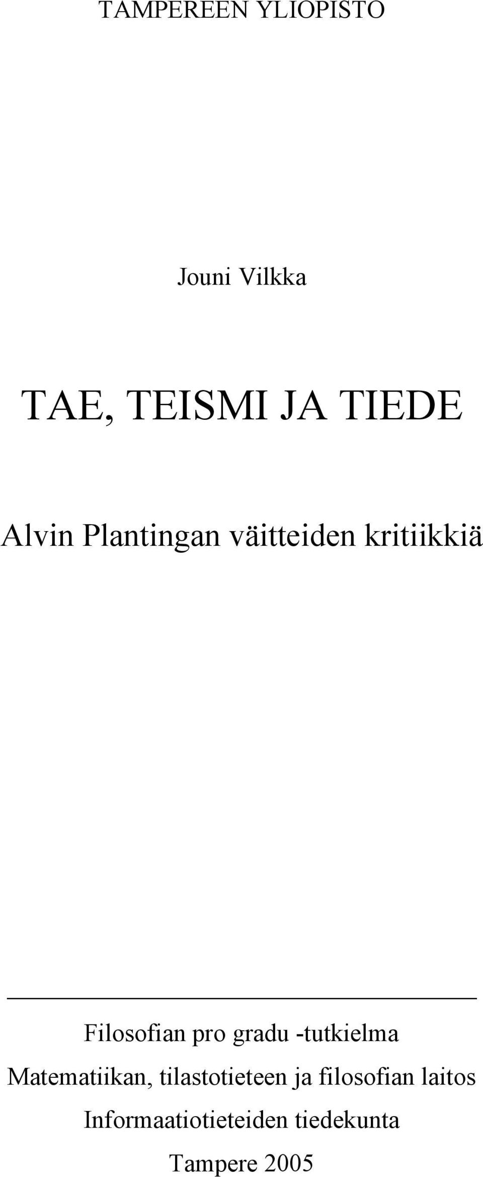 gradu -tutkielma Matematiikan, tilastotieteen ja