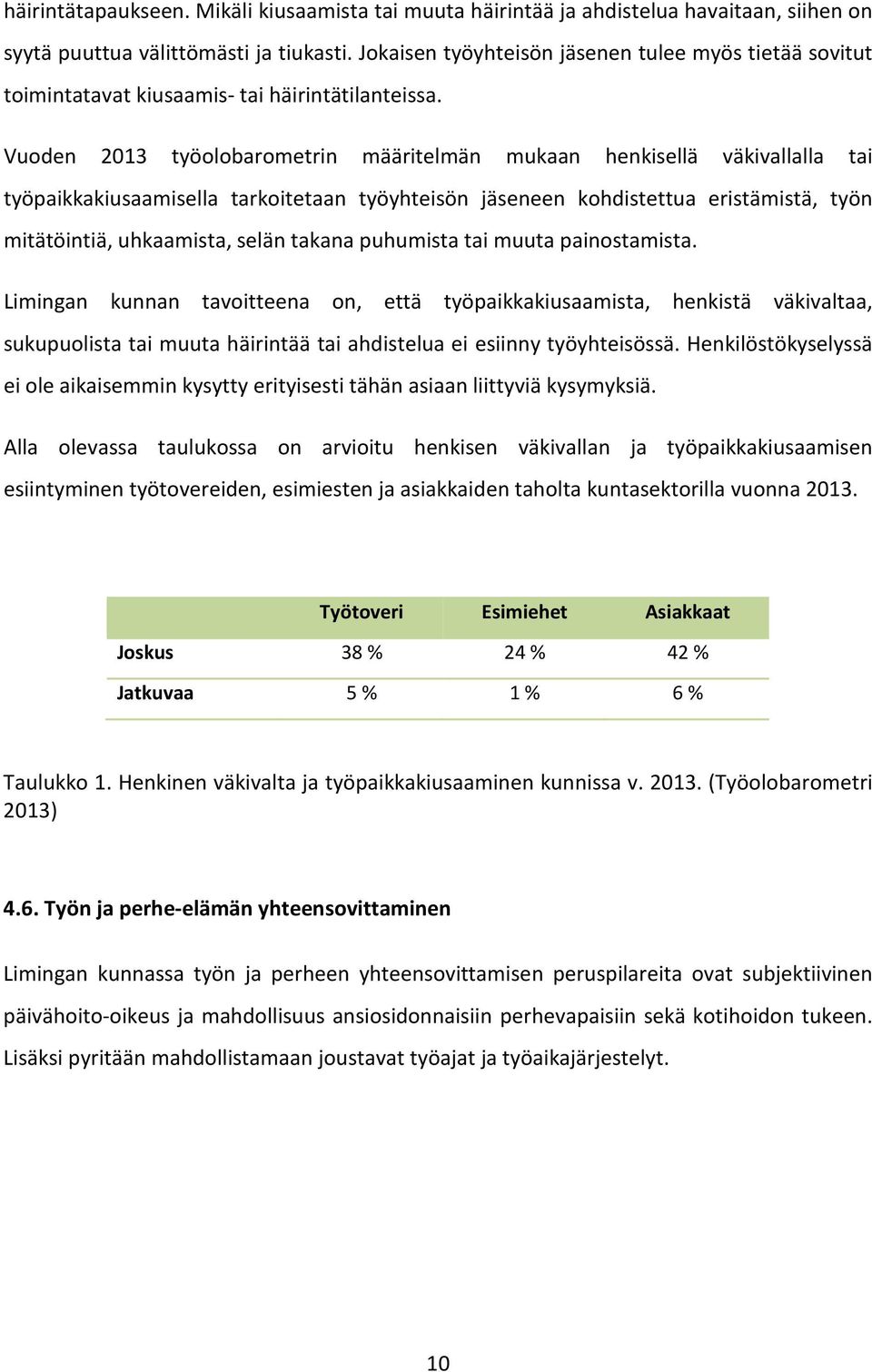 Vuoden 2013 työolobarometrin määritelmän mukaan henkisellä väkivallalla tai työpaikkakiusaamisella tarkoitetaan työyhteisön jäseneen kohdistettua eristämistä, työn mitätöintiä, uhkaamista, selän