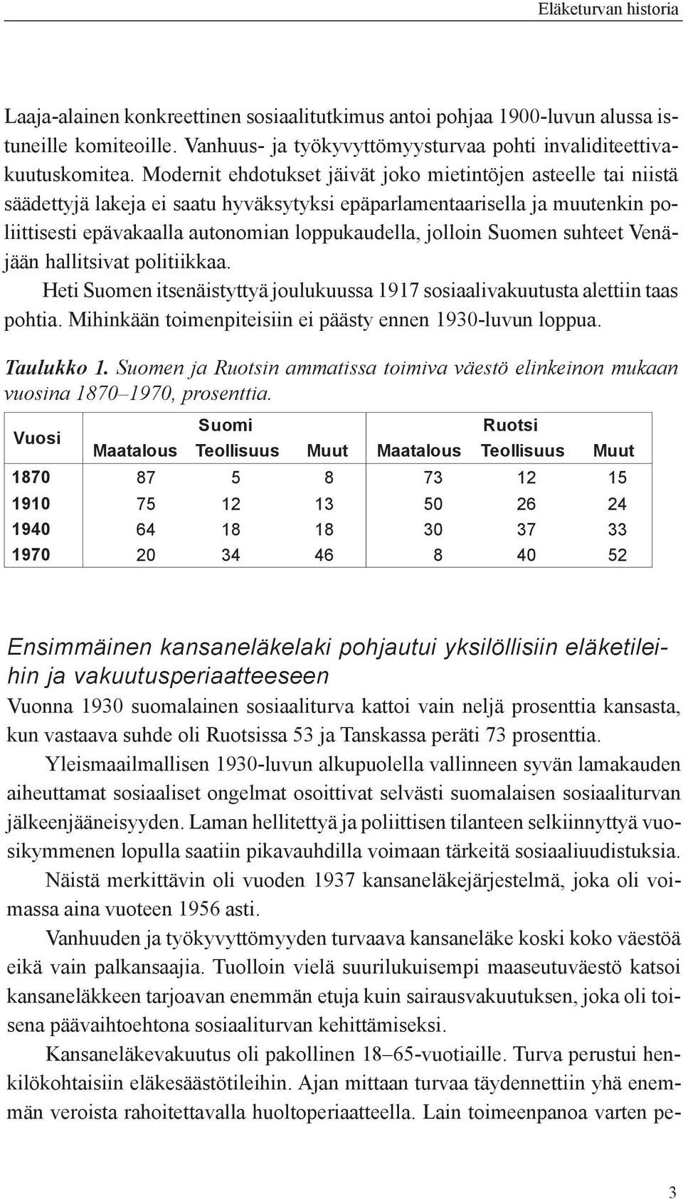 Suomen suhteet Venäjään hallitsivat politiikkaa. Heti Suomen itsenäistyttyä joulukuussa 1917 sosiaalivakuutusta alettiin taas pohtia. Mihinkään toimenpiteisiin ei päästy ennen 1930-luvun loppua.