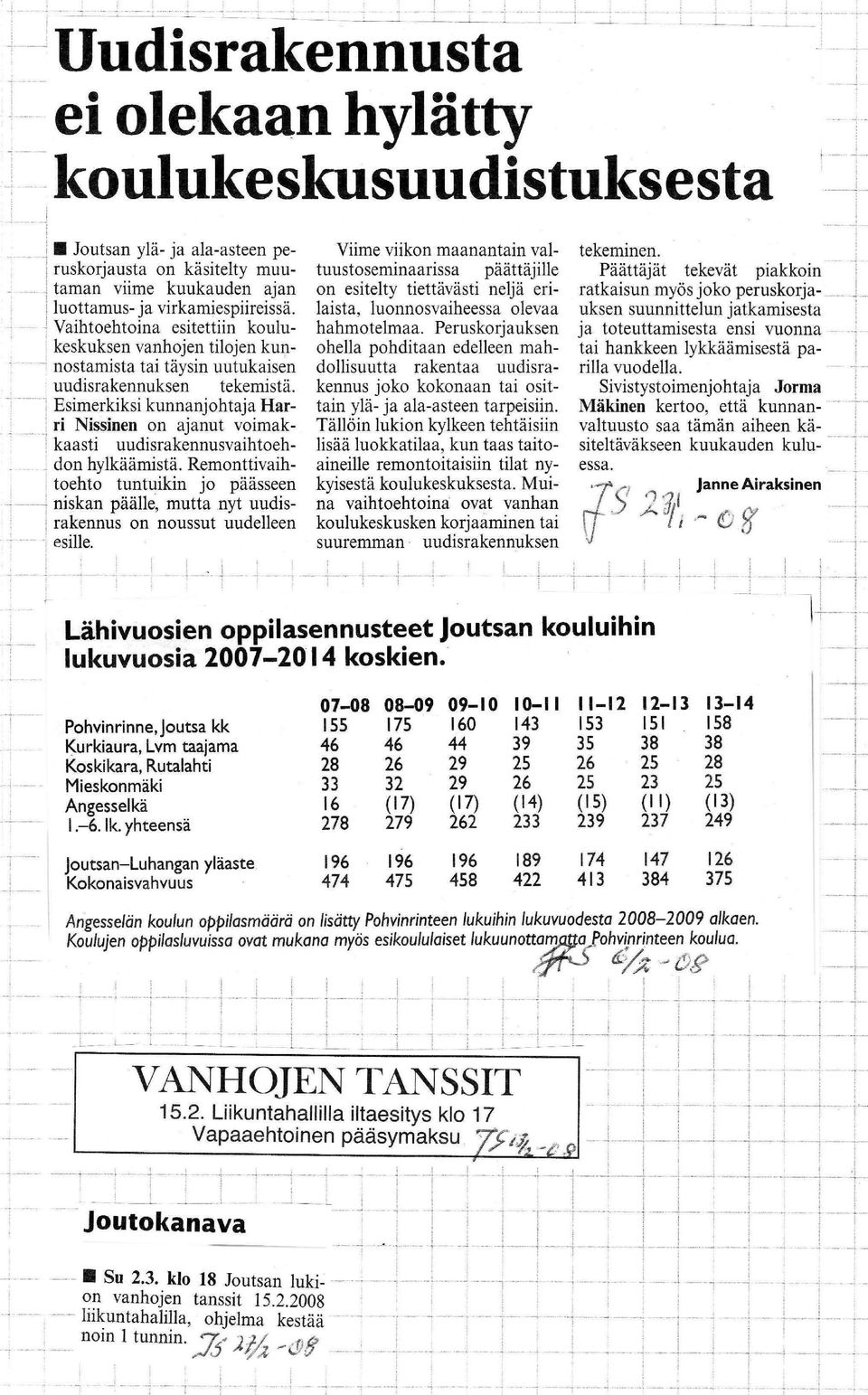 Esimerkiksi kunnanjohtaja Harri Nissinen on ajanut voimakkaasti uudisrakennusvaihtoehdon hylkaamista. Remonttivaihtoehto tuntuikin jo paasseen niskan paalle, mutta.