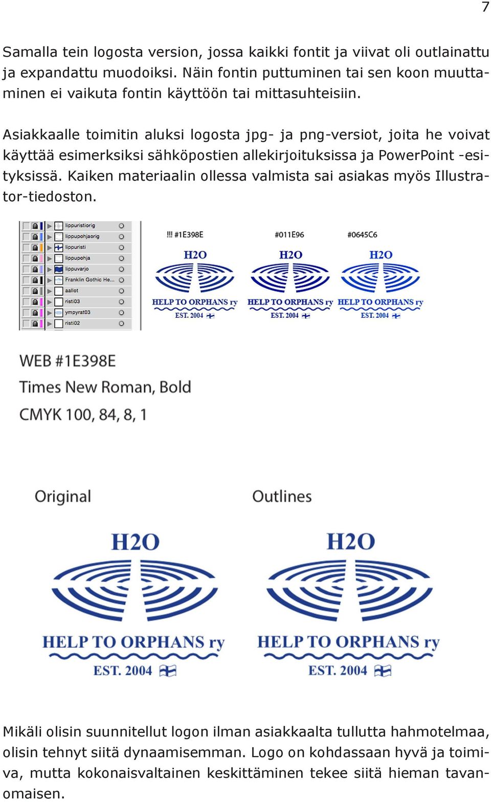 Asiakkaalle toimitin aluksi logosta jpg- ja png-versiot, joita he voivat käyttää esimerksiksi sähköpostien allekirjoituksissa ja PowerPoint -esityksissä.