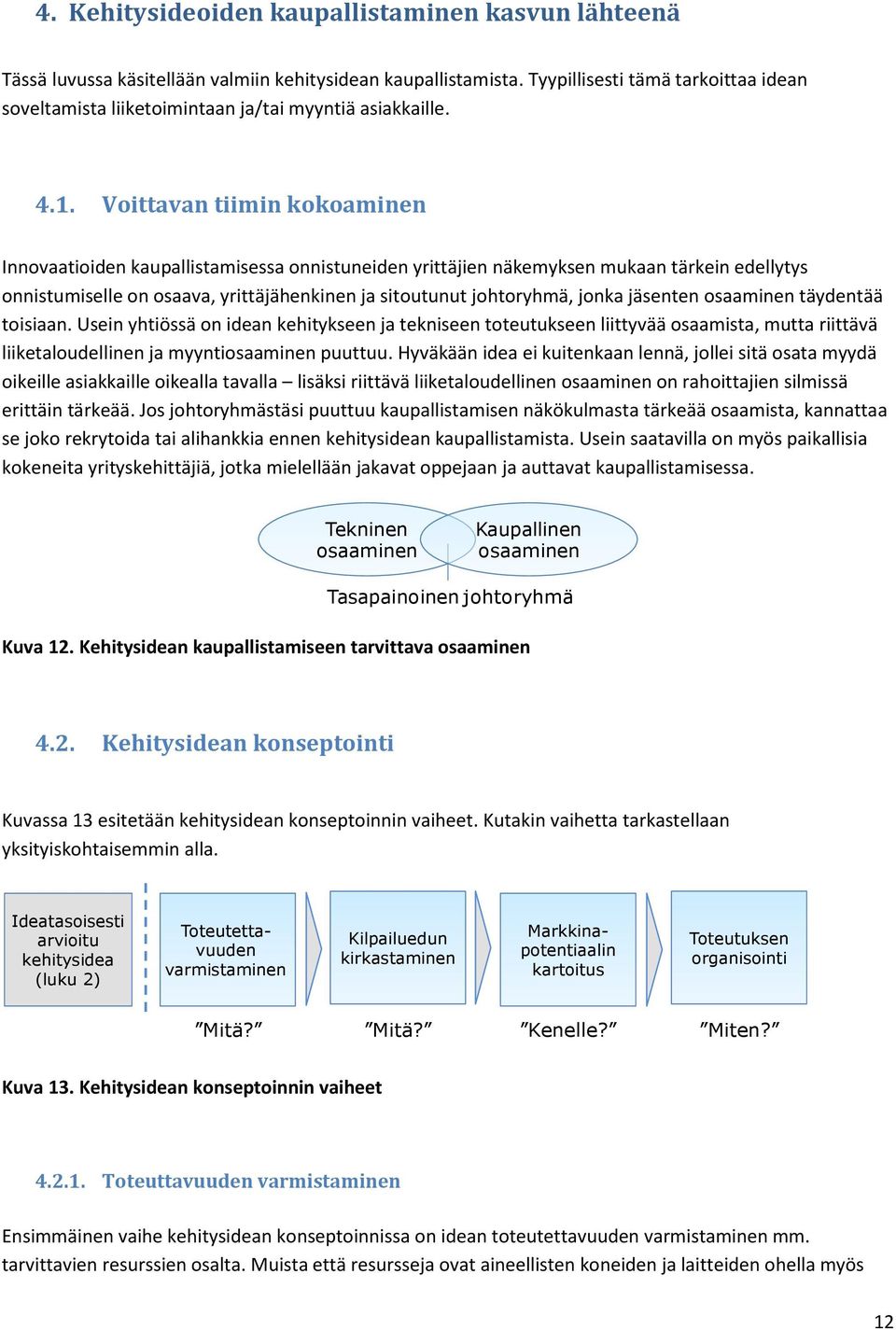 Voittavan tiimin kokoaminen Innovaatioiden kaupallistamisessa onnistuneiden yrittäjien näkemyksen mukaan tärkein edellytys onnistumiselle on osaava, yrittäjähenkinen ja sitoutunut johtoryhmä, jonka