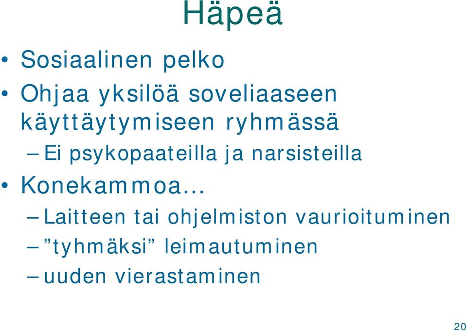 narsisteilla Konekammoa Laitteen tai ohjelmiston