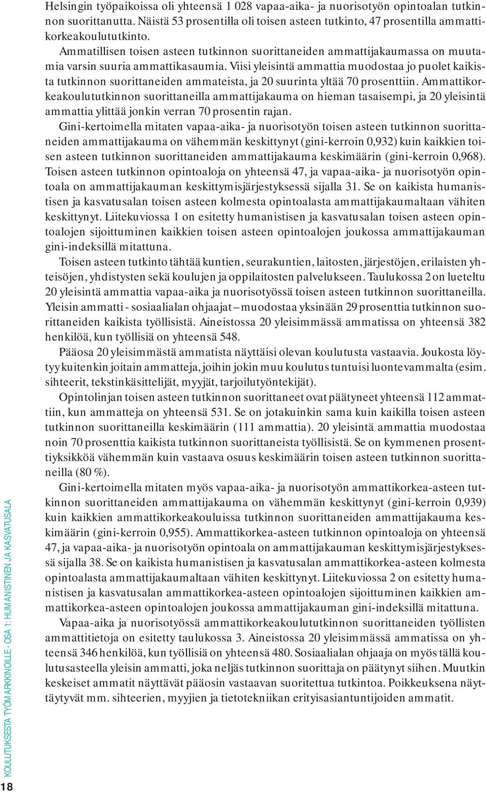 Viisi yleisintä ammattia muodostaa jo puolet kaikista tutkinnon suorittaneiden ammateista, ja 20 suurinta yltää 70 prosenttiin.