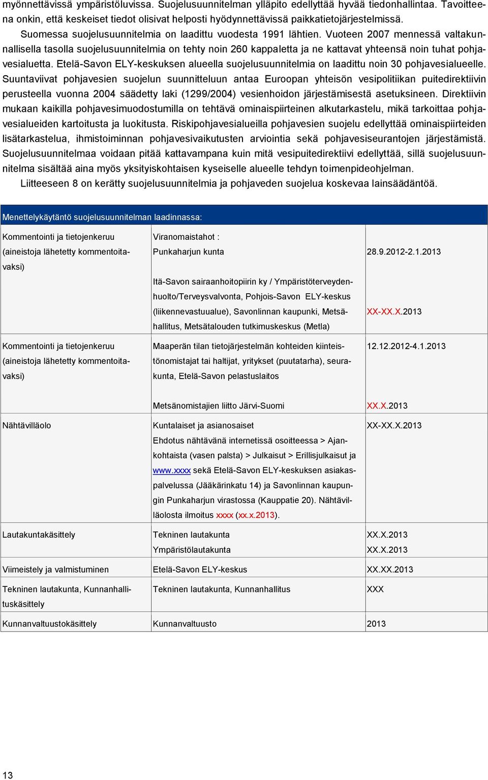 Vuoteen 2007 mennessä valtakunnallisella tasolla suojelusuunnitelmia on tehty noin 260 kappaletta ja ne kattavat yhteensä noin tuhat pohjavesialuetta.