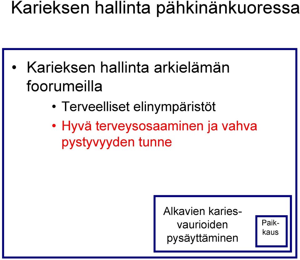 elinympäristöt Hyvä terveysosaaminen ja vahva