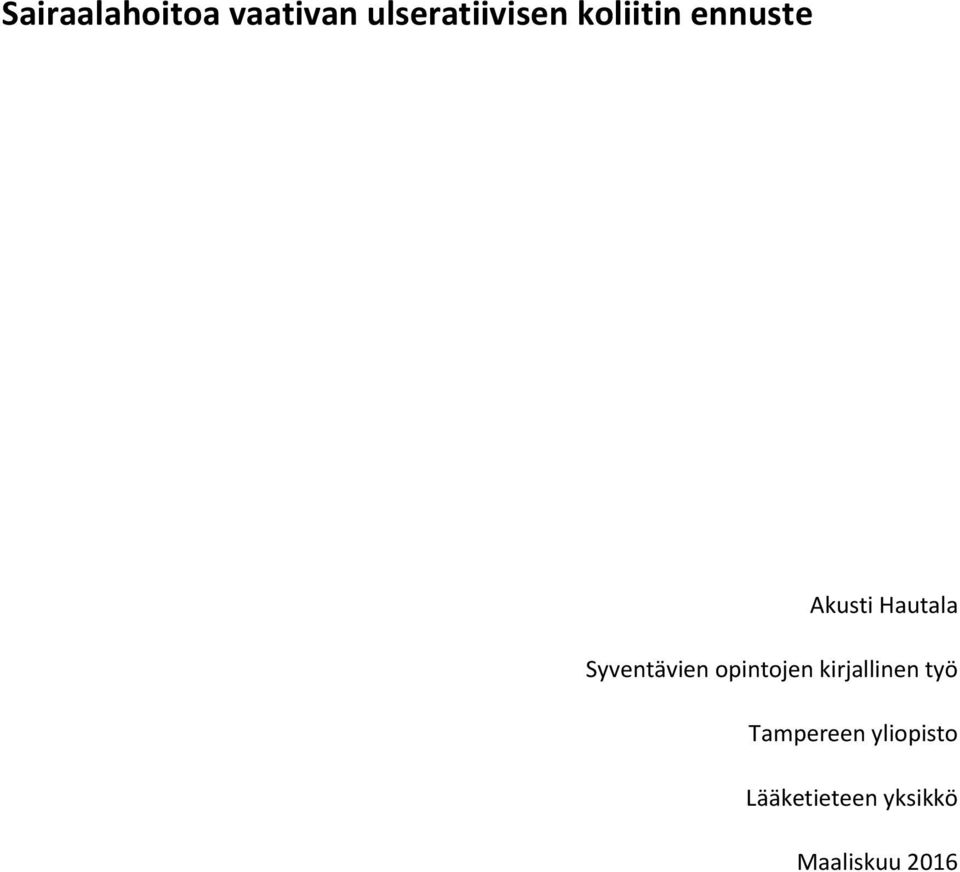 Syventävien opintojen kirjallinen työ