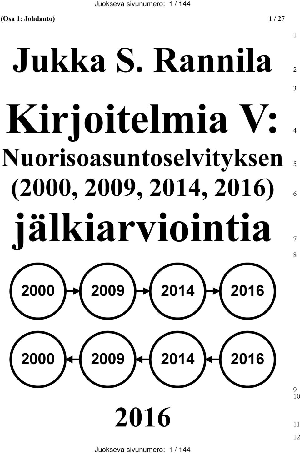 2009, 2014, 2016) jälkiarviointia 4 5 6 7 8 2000 2009 2014 2016